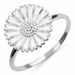 15 mm marguerit ring i rhodineret sølv - Marie