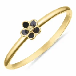 5 mm marguerit sort ring i forgyldt sølv - Majse
