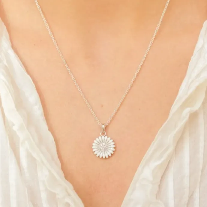 14 mm marguerit vedhæng i rhodineret sølv - Matilda