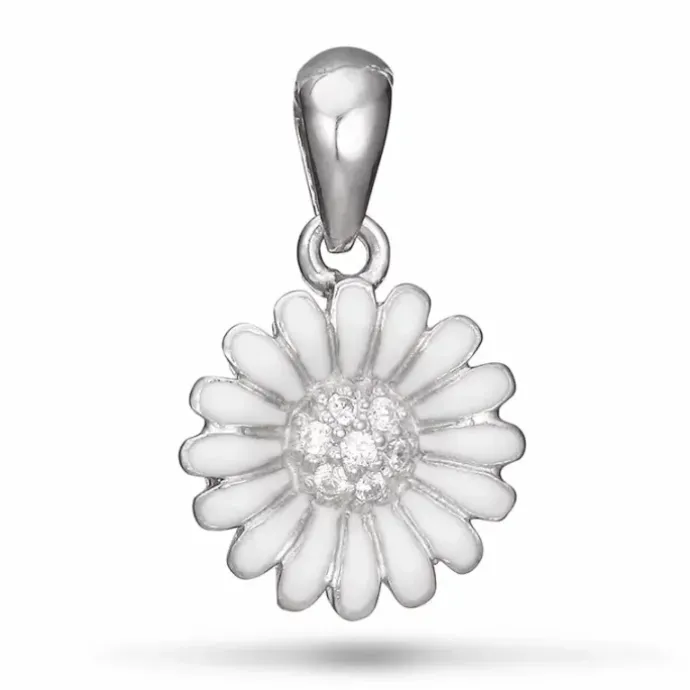 12 mm marguerit vedhæng i rhodineret sølv - Matilda