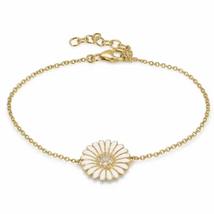 14 mm marguerit zirkon armbånd i forgyldt sølv - Matilda