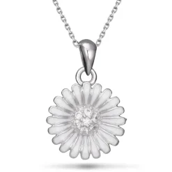 14 mm marguerit zirkon halskæde i sølv - Matilda