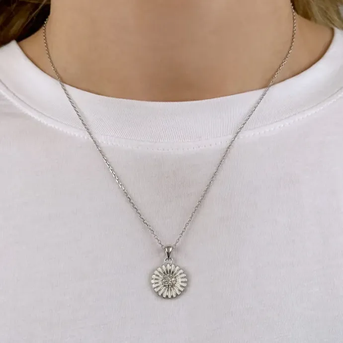 14 mm marguerit zirkon halskæde i sølv - Matilda