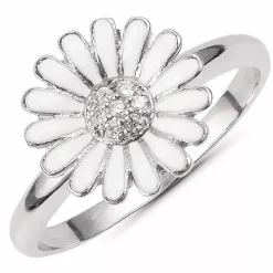 11 mm marguerit zirkon ring i sølv - Matilda