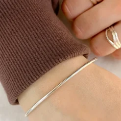 2 mm massiv BNH armring i sølv