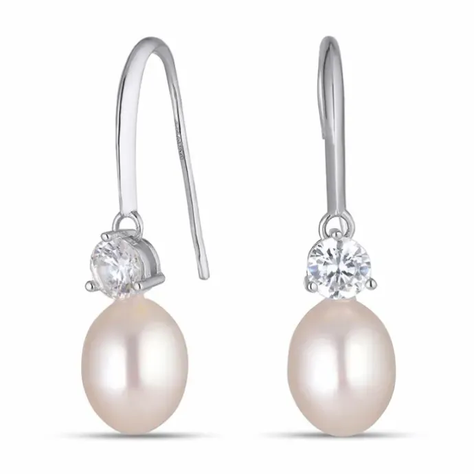 7,5-8 mm perle øreringe i sølv