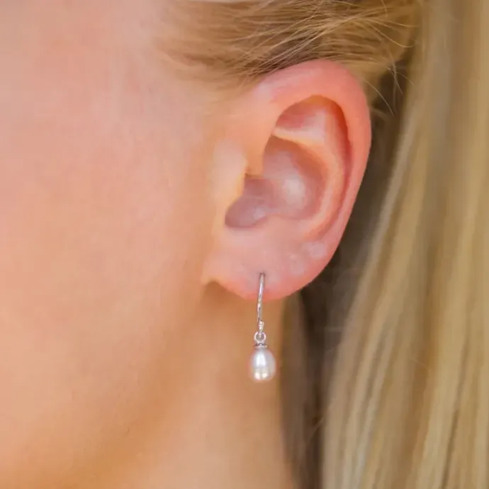 6-6,5 mm perle øreringe i sølv