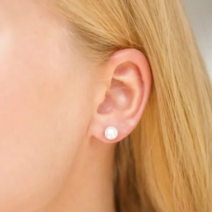 6,5-7 mm perle ørestikker i sølv