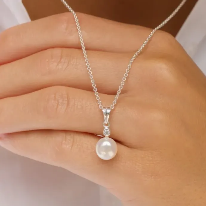 8 mm perle vedhæng i sølv