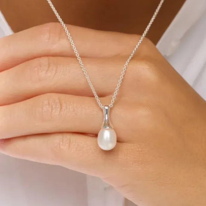 8 mm perle vedhæng i sølv