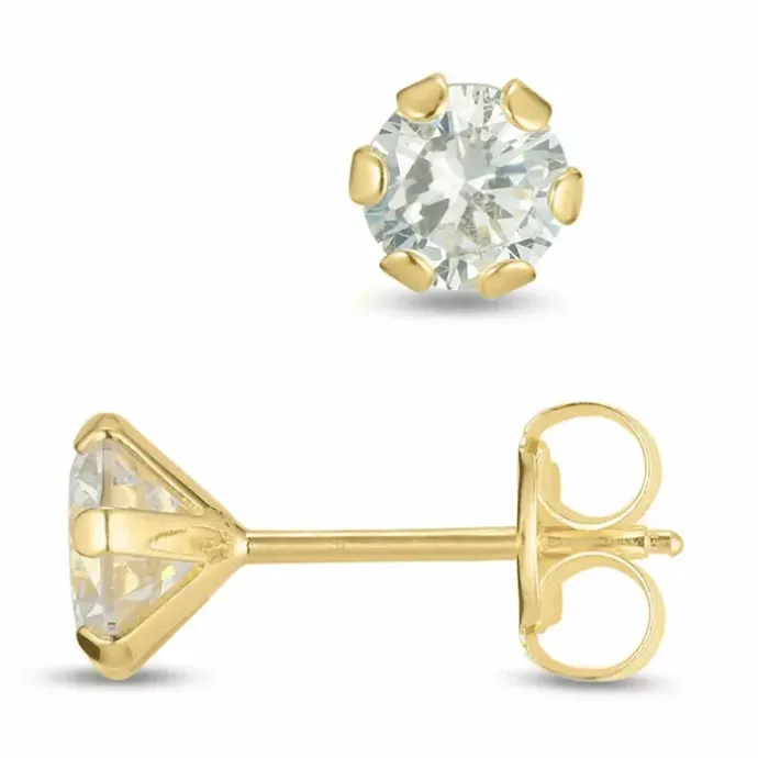 4 mm ørestikker i 9 karat guld med zirkon