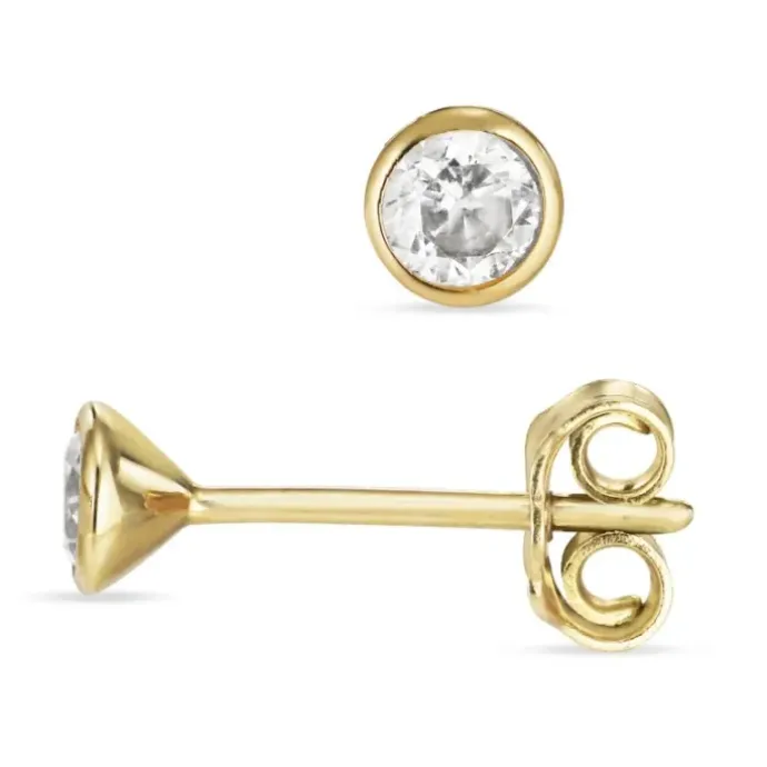 3,5 mm ørestikker i 8 karat guld med zirkon