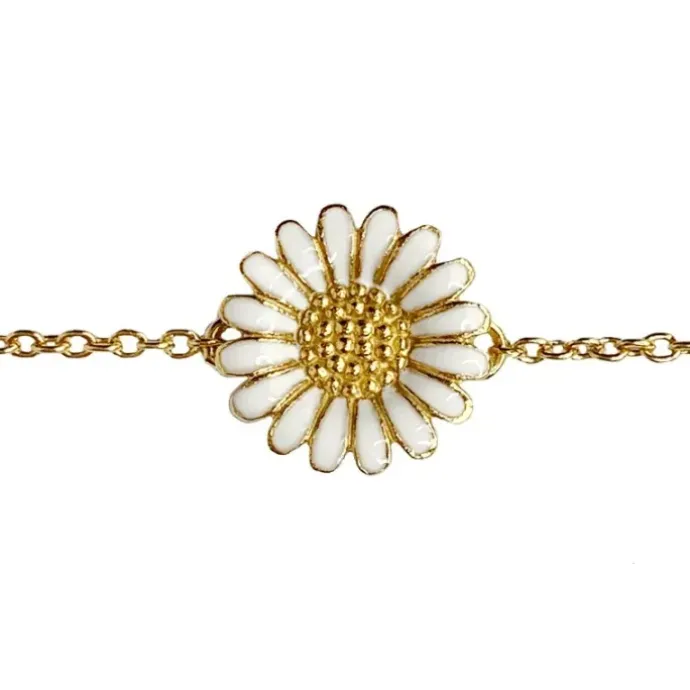 10 mm Siersbøl marguerit armbånd i forgyldt sølv