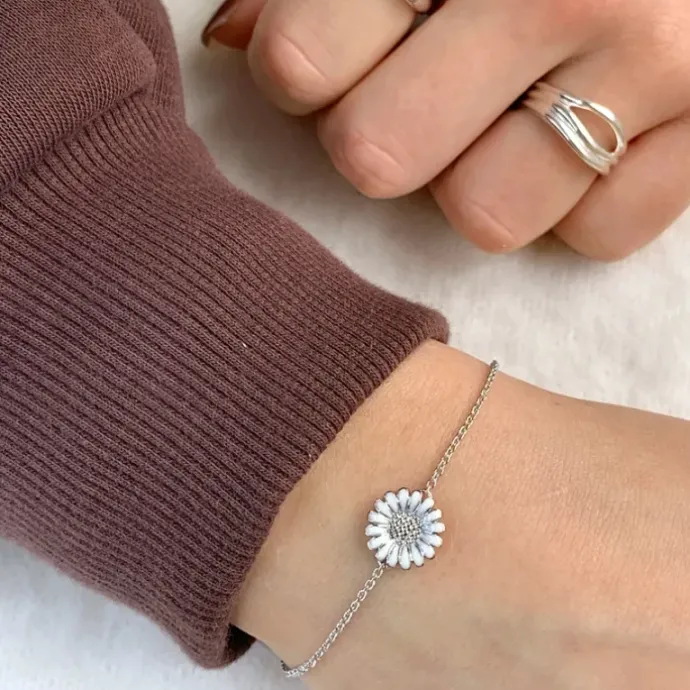 10 mm Siersbøl marguerit armbånd i sølv