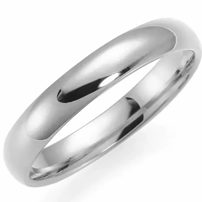 4 mm vielsesring i 9 karat hvidguld