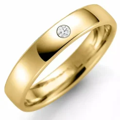4 mm vielsesring i 9 karat guld 0,03 ct