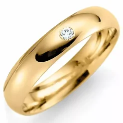 3 mm vielsesring i 14 karat guld 0,02 ct
