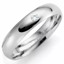 4 mm vielsesring i 9 karat hvidguld 0,03 ct