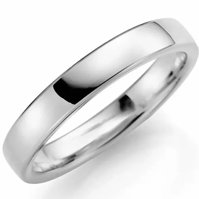 4 mm vielsesring i 9 karat hvidguld