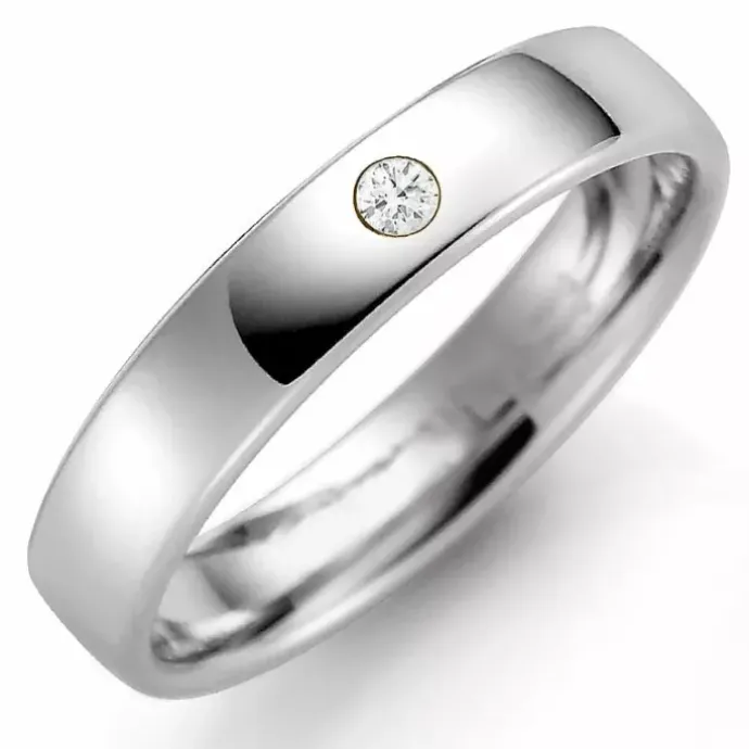 4 mm vielsesring i 9 karat hvidguld 0,03 ct
