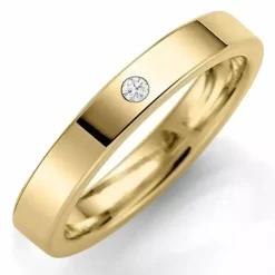 4 mm vielsesring i 9 karat guld 0,03 ct