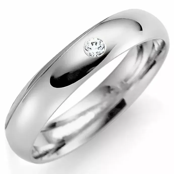 4 mm vielsesring i 14 karat hvidguld 0,03 ct