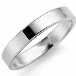 4 mm vielsesring i 14 karat hvidguld
