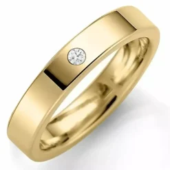 4 mm vielsesring i 14 karat guld 0,03 ct
