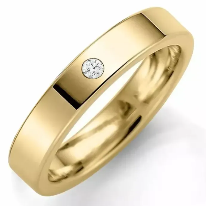 4 mm vielsesring i 14 karat guld 0,03 ct