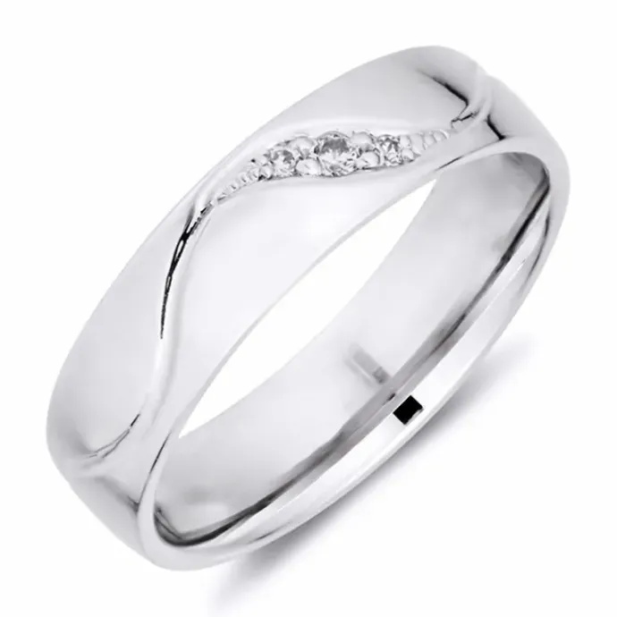 5 mm vielsesring i 9 karat hvidguld 0,008 ct og 0,02 ct