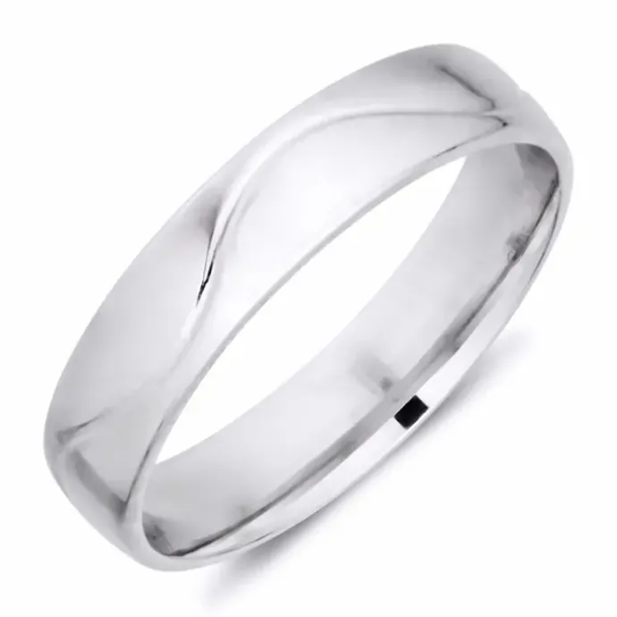 5 mm vielsesring i 9 karat hvidguld