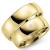 7 mm vielsesringe i 9 karat guld 0,03 ct - sæt