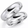 4 mm vielsesringe i 14 karat hvidguld 0,03 ct - sæt