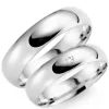 6 mm vielsesringe i 9 karat hvidguld 0,03 ct - sæt