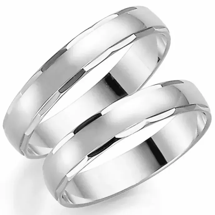 4 mm vielsesringe i 14 karat hvidguld - sæt