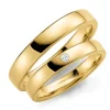 4 mm vielsesringe i 14 karat guld 0,03 ct - sæt