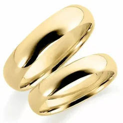 5 mm vielsesringe i 9 karat guld - sæt