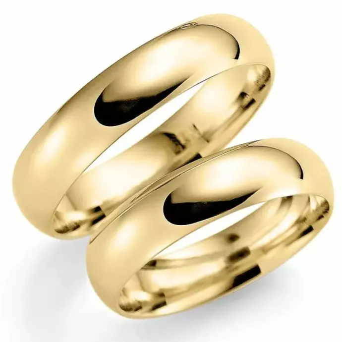 6 mm vielsesringe i 9 karat guld - sæt
