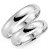 5 mm vielsesringe i 9 karat hvidguld 0,03 ct - sæt