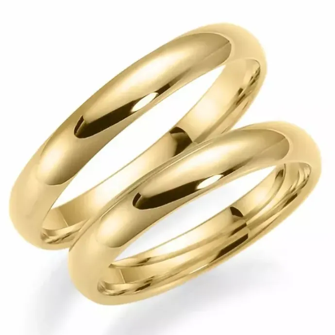 3,5 mm vielsesringe i 9 karat guld - sæt