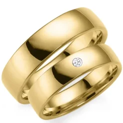 5 mm vielsesringe i 14 karat guld 0,03 ct - sæt