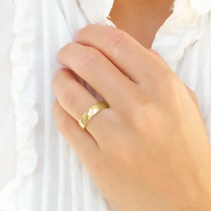 5 mm vielsesringe i 14 karat guld 0,03 ct - sæt