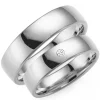 6 mm vielsesringe i 9 karat hvidguld 0,03 ct - sæt
