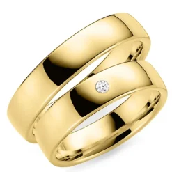 5 mm vielsesringe i 9 karat guld 0,03 ct - sæt