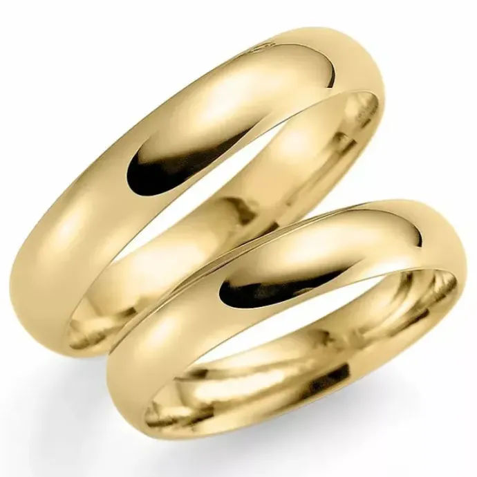 5 mm vielsesringe i 14 karat guld - sæt