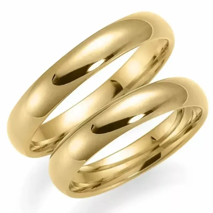 4 mm vielsesringe i 14 karat guld - sæt