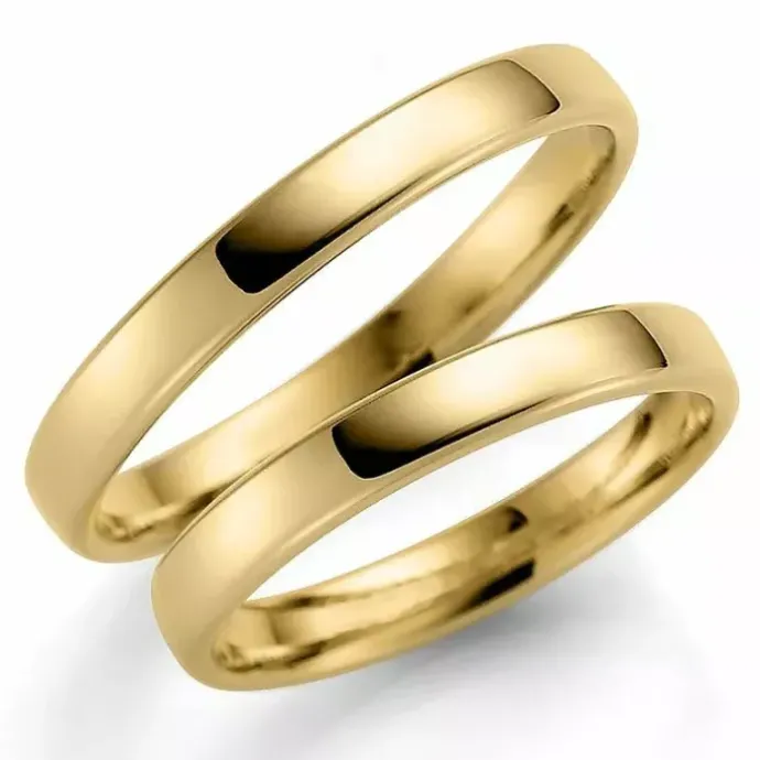3 mm vielsesringe i 14 karat guld - sæt