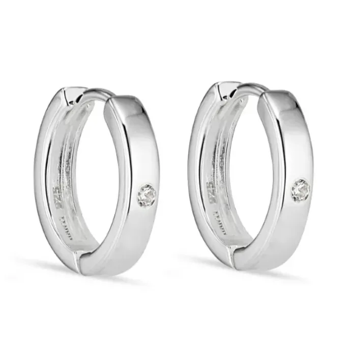 12 mm zirkon creoler i sølv