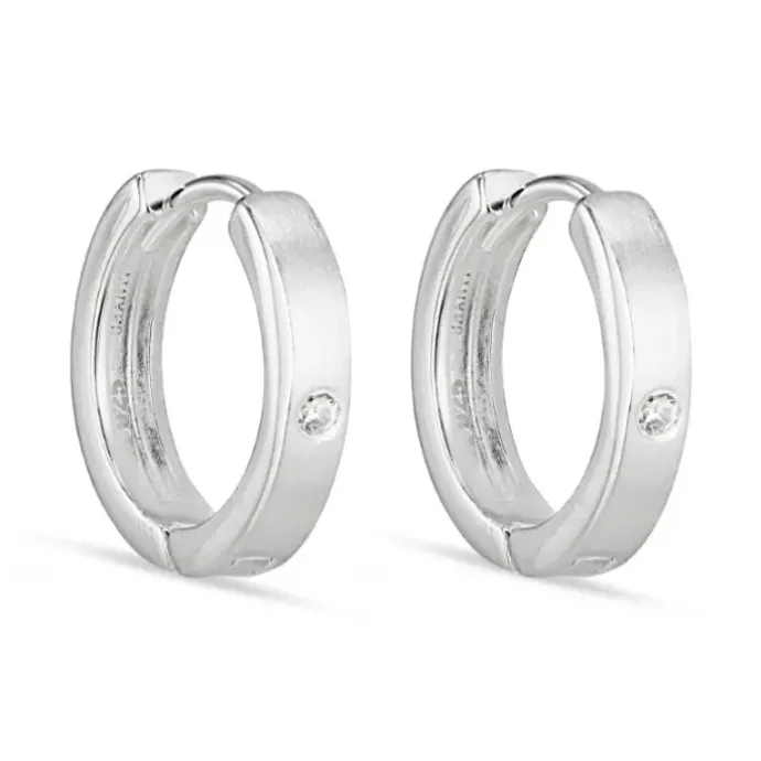 12 mm zirkon creoler i sølv