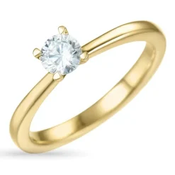 4,7 mm zirkon guldring i 9 karat guld